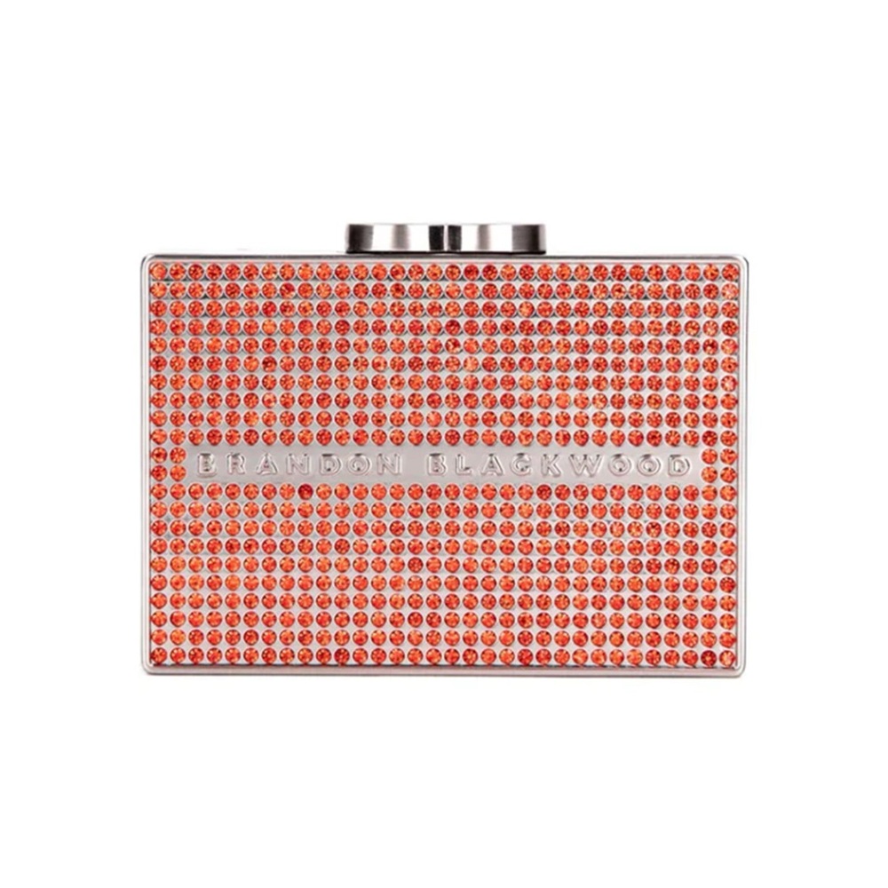 Brandon Blackwood Orange Crystal Embellished Card Case